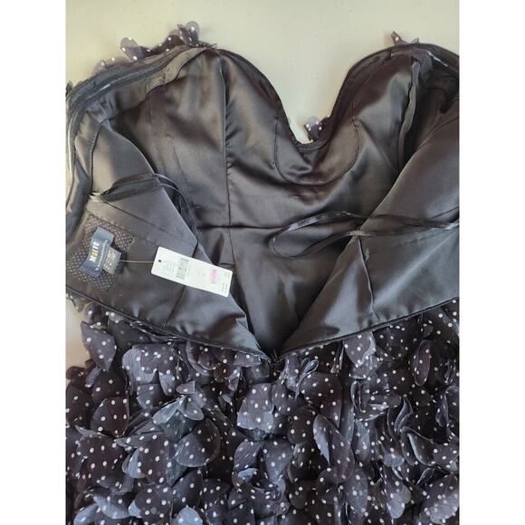 NWT Anthropologie 3D Floral Polka Dot Mini Dress size 10 Black #8A413 - Picture 5 of 12